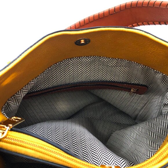 NWT Jen & Co Amber Hobo Vegan Faux Leather Mustard 13x11.5x5 inches - Picture 7 of 9